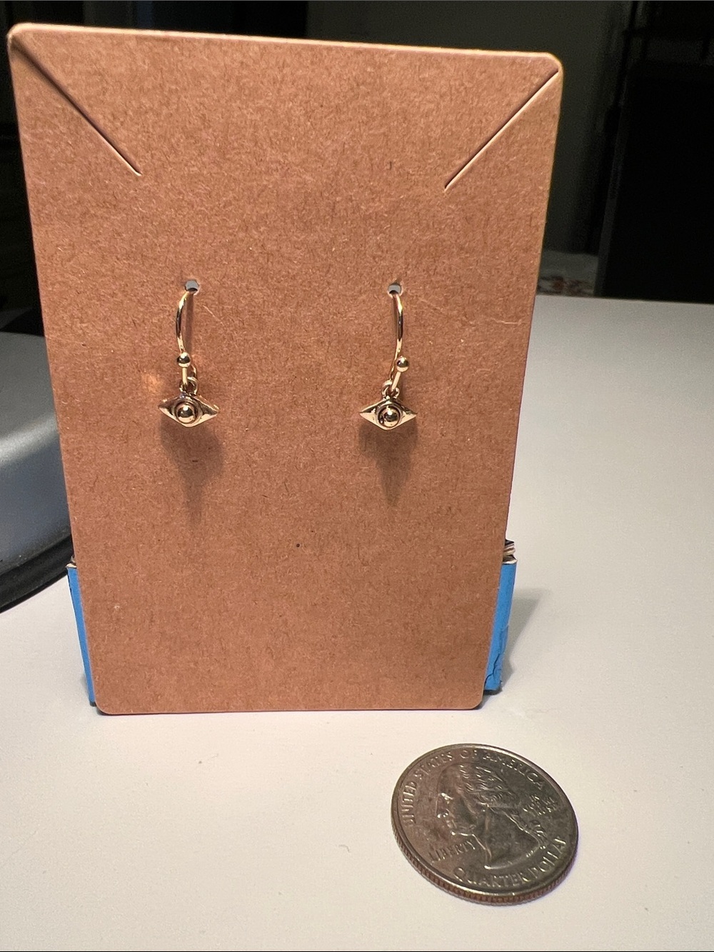 Gold Tone Eye Charm Drop Earrings - Women's Jewelry